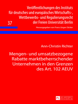 cover image of Mengen- und umsatzbezogene Rabatte marktbeherrschender Unternehmen in den Grenzen des Art. 102 AEUV